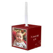 カスタムChristmas装飾写真新しい親 キューブオーナメント (裏面アングル)