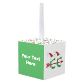 カスタムChristmas ©写真文字の追加 キューブオーナメント (裏面アングル)