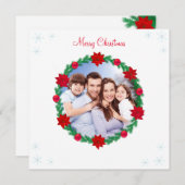 カスタムChristmas Photo, Pineリース&Poinsettias (正面/裏面)