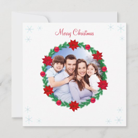 カスタムChristmas Photo, Pineリース&Poinsettias (正面)