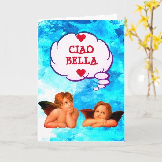 カスタムCIAO BELLA Cherubs Angels Valentinesカード カード (黄色い花)