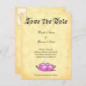 カスタムCinderla Slipperの日付をピンクに保存 案内ポストカード (正面/裏面)