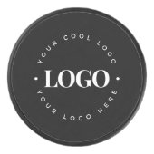 カスタムCircle Round Business Logoブランドブラック アイスホッケーパック (正面)