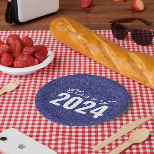 カスタムClass Year Navy Blueグリッター ペーパープレート (ピクニック)