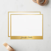 カスタムClasy手書きスクリプト金ゴールドエレガント ノートカード (正面/裏面インサイチュ)