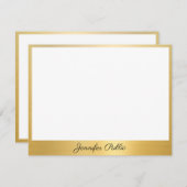 カスタムClasy手書きスクリプト金ゴールドエレガント ノートカード (正面/裏面)