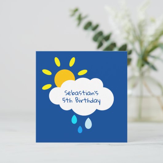 カスタムCloud, Sun & Raindrops誕生日招待状 (スタンド正面)