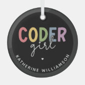 カスタムCoder Girl Programmer Girl Gift ガラスオーナメント (正面)