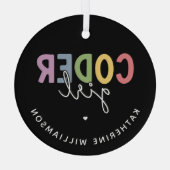カスタムCoder Girl Programmer Girl Gift ガラスオーナメント (裏面)
