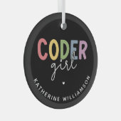 カスタムCoder Girl Programmer Girl Gift ガラスオーナメント (正面右)