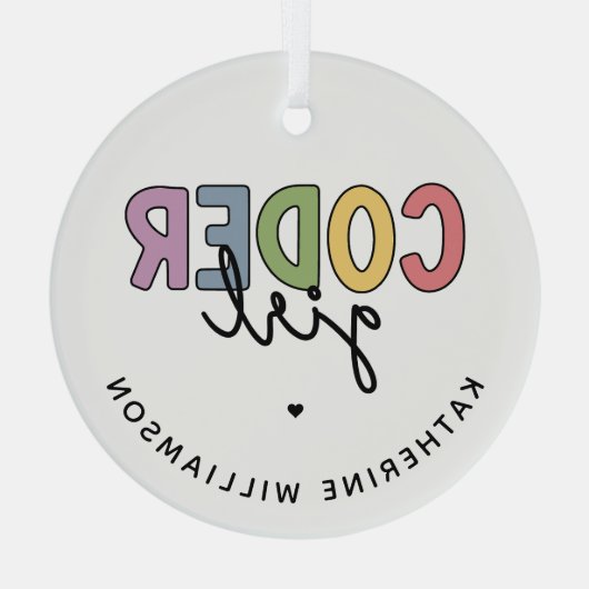 カスタムCoder Girl Programmer Girl Gives ガラスオーナメント (裏面)