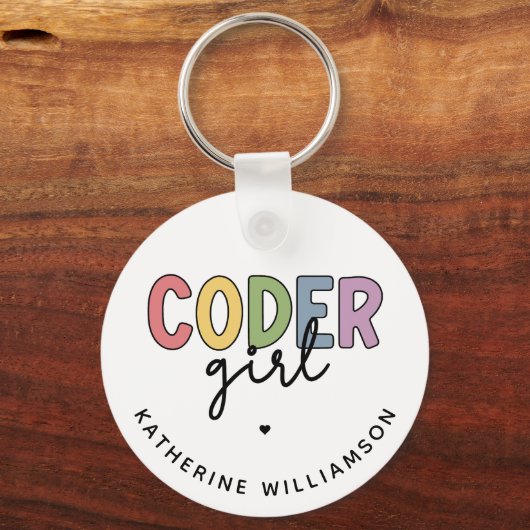 カスタムCoder Girl Programmer Girl Gives キーホルダー (正面)