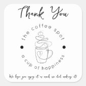 カスタムCoffee Shopロゴのミニマルモダンリスト スクエアシール (正面)