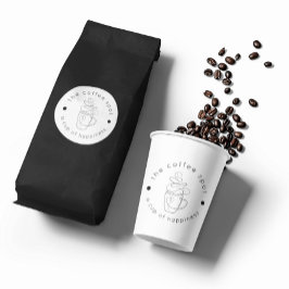 カスタムCoffee Shopロゴのミニマルモダンリスト ラウンドシール