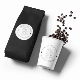 カスタムCoffee Shopロゴのミニマルモダンリスト ラウンドシール