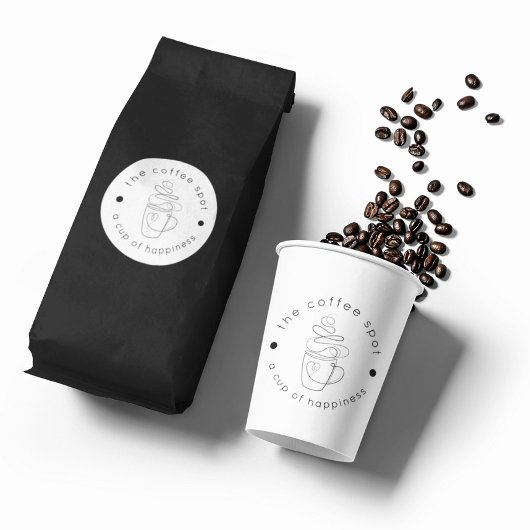 カスタムCoffee Shopロゴのミニマルモダンリスト ラウンドシール