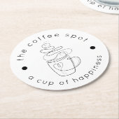 カスタムCoffee Shopロゴのミニマルモダンリスト ラウンドペーパーコースター (アングル)