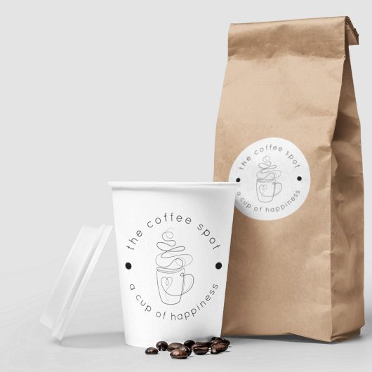 カスタムCoffee Shopロゴのミニマルモダンリスト 紙コップ