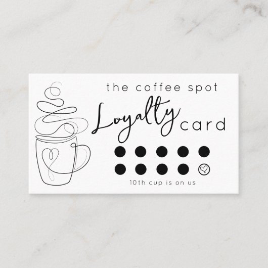 カスタムCoffee Shopロゴを追加するモダンロイヤリティ 名刺 (正面)
