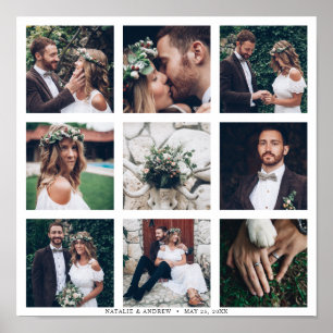 カスタムCollage 9の結婚写真広場 ポスター