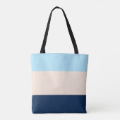 カスタムColor Block Light Blue Beige & Navy Blue トートバッグ (裏面)
