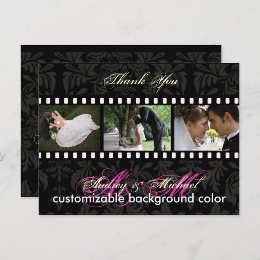 カスタムColor/Damask写真ポストカードありがとう ポストカード (正面/裏面)