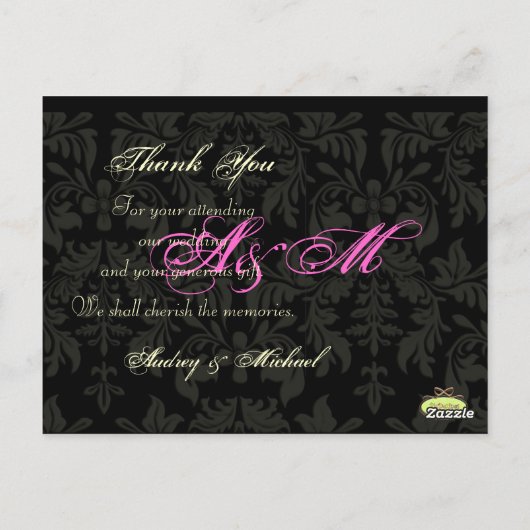 カスタムColor/Damask写真ポストカードありがとう ポストカード (裏面)