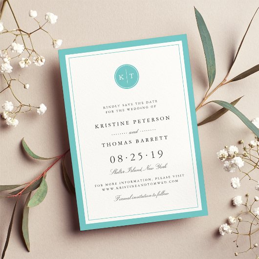 カスタムColor Monogram日付カードの保存 セーブザデート