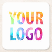 カスタムColor Promotion Business Logoブランド スクエアペーパーコースター (正面)