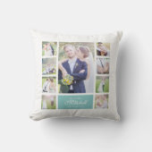 カスタムColor Scriptエレガント Mr. & Mrs. Photo Collage クッション (正面)