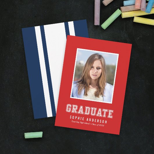 カスタムColor Varsity写真の卒業発表 招待状