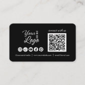 カスタムConnect with UsソーシャルメディアQRコードブラック 名刺 (正面)