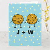 カスタムCookieカップル – お客様のイニシャル カード (黄色い花)