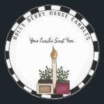 カスタムCountry Candle Christmas Business Label ラウンドシール<br><div class="desc">カスタムCountry Candle Christmas Business Labelカスタマイズ、お客様の会社名とろうそく香りとoz。 – キャンドルの特別ブランドにぴったりのラベル。シールは黒と白のチェッ縁どクと国の瓶キャンドル、テーパーキャンドルを備え飾、ホリーとベリーと一緒にラベルはコレクションの一部である。すべての文字は編集可能。社名のない汎用シールも利用可能。Beverly Arena-Bainbridge Homespunコテージデザインによって設計E: homespuncottagedesigns@gmail.com</div>