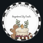 カスタムCountry Candle Christmas Business Label ラウンドシール<br><div class="desc">カスタムCountry Candle Christmas Business Labelカスタマイズ、お客様の会社名とろうそく香りとoz。 – キャンドルの特別ブランドにぴったりのラベル。シールには白と黒のチェックが施さ縁どれ、ひまわり初期の付きのグラビー製のキャンドルが貼られている。Labelはコレクションの一部である。すべての文字は編集可能。社名のない汎用シールも利用可能。Beverly Arena-Bainbridge Homespunコテージデザインによって設計E: homespuncottagedesigns@gmail.com</div>