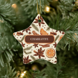 カスタムCozy Spice Pattern – 名前 セラミックオーナメント
