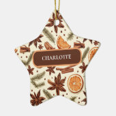 カスタムCozy Spice Pattern – 名前 セラミックオーナメント (左)
