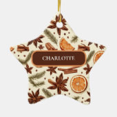 カスタムCozy Spice Pattern – 名前 セラミックオーナメント (裏面)