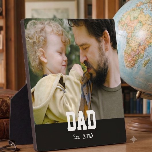 カスタムDad Establishedモダンボールドテキスト フォトプラーク