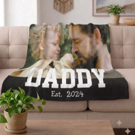 カスタムDad Established ブラック モダン ボールド体 フリースブランケット