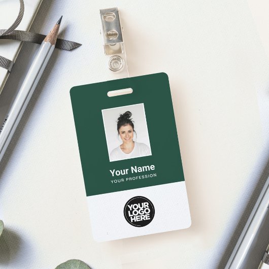 カスタムDark Green社員写真、バーコード、ロゴ バッジ