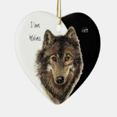 カスタムDated私は狼が大好き、水彩動物 セラミックオーナメント (右)