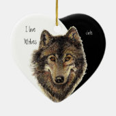 カスタムDated私は狼が大好き、水彩動物 セラミックオーナメント (裏面)