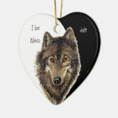 カスタムDated私は狼が大好き、水彩動物 セラミックオーナメント (左)