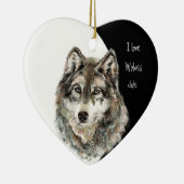 カスタムDated私は狼が大好き、水彩動物 セラミックオーナメント (右)