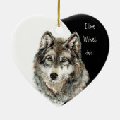 カスタムDated私は狼が大好き、水彩動物 セラミックオーナメント (裏面)