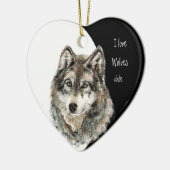 カスタムDated私は狼が大好き、水彩動物 セラミックオーナメント (左)