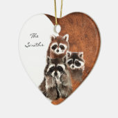 カスタムDated Family Monogram, Raccoon Animal セラミックオーナメント (左)