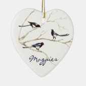 カスタムDated, Magpie Family, Birds セラミックオーナメント (右)