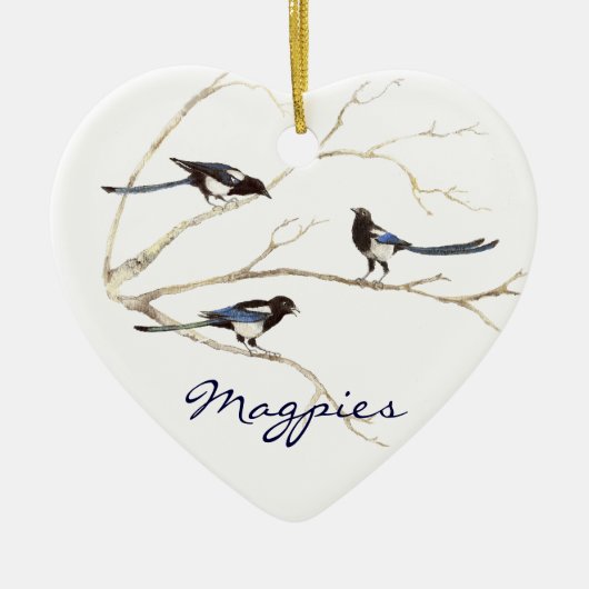 カスタムDated, Magpie Family, Birds セラミックオーナメント (正面)